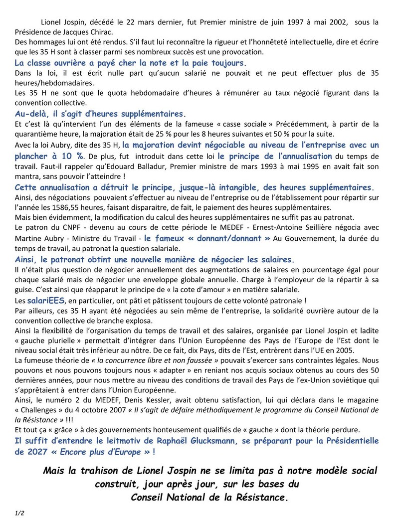 L'h�ritage Jospin&nbsp;!